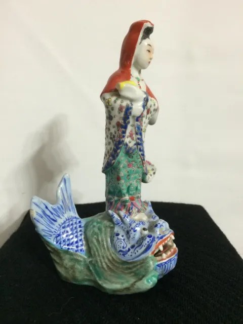 Antique Chinese Porcelain Famille Rose Statue Guanyin Figure Mark 2