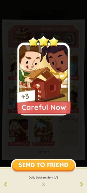 Monopoly Go CAREFUL NOW Fast Send NEW 3 ⭐️ CARD STICKER