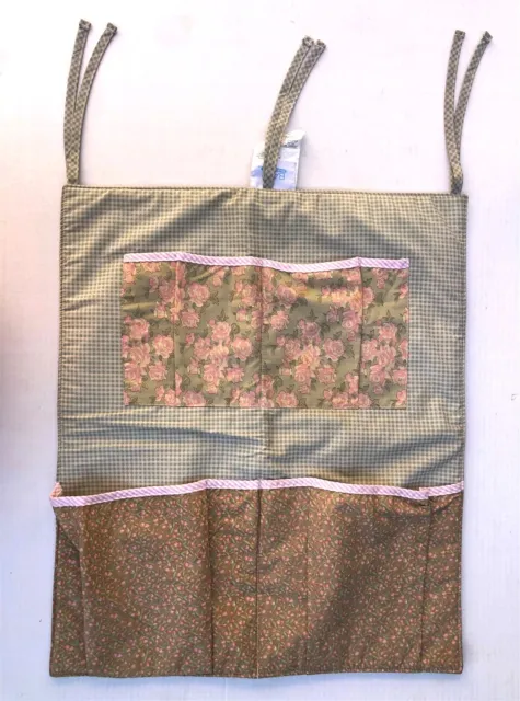Baby Martex Vintage Rose 20" Wall Hanging Nursery Organizer Fabric 4-Pocket Ties