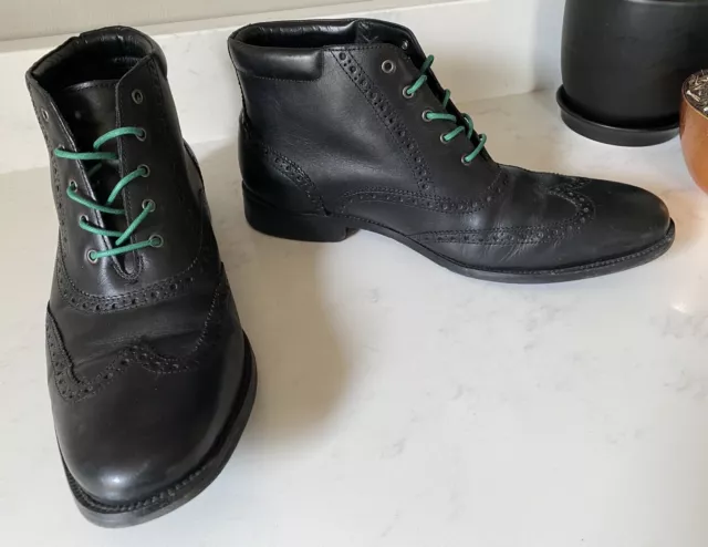 COLE HAAN WILLIAMS Black Leather Wing Tip Lace Up Chukka Derby Boots ...
