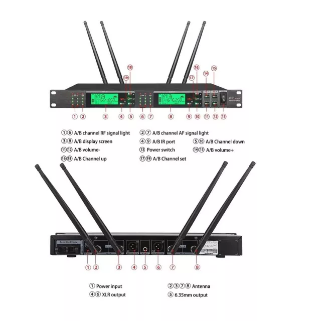 True diversity UHF Wireless mic system Professional Headset Vocal microphone 3