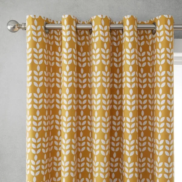 DUNELM MUSTARD REVERSIBLE Blackout Eyelet Curtains 66" x 90" (W x L