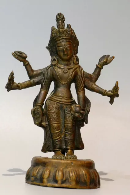 Ancienne figure du Tibet en bronze Paranasavari Parnashavari protecteur maladies