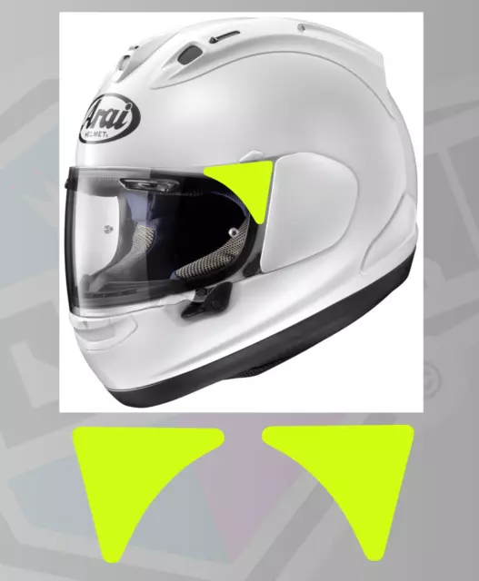 High Visibility Neon Yellow Reflective Decals Stickers for Arai Helmet Visors