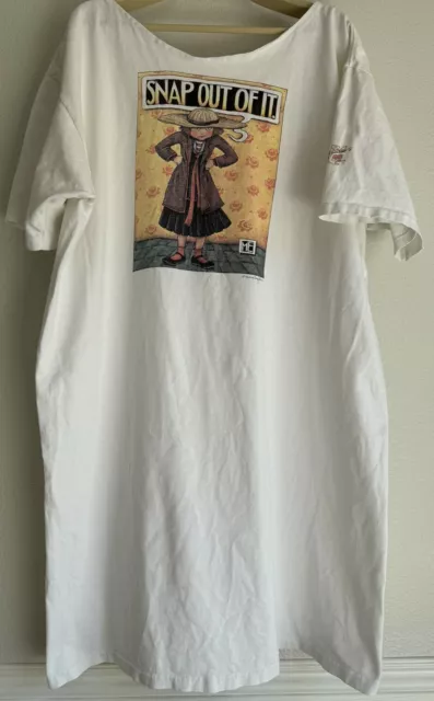 VTG Mary Engelbreit "Snap Out Of It" Long T-shirt Dress Short Sleeve Sz. XXL