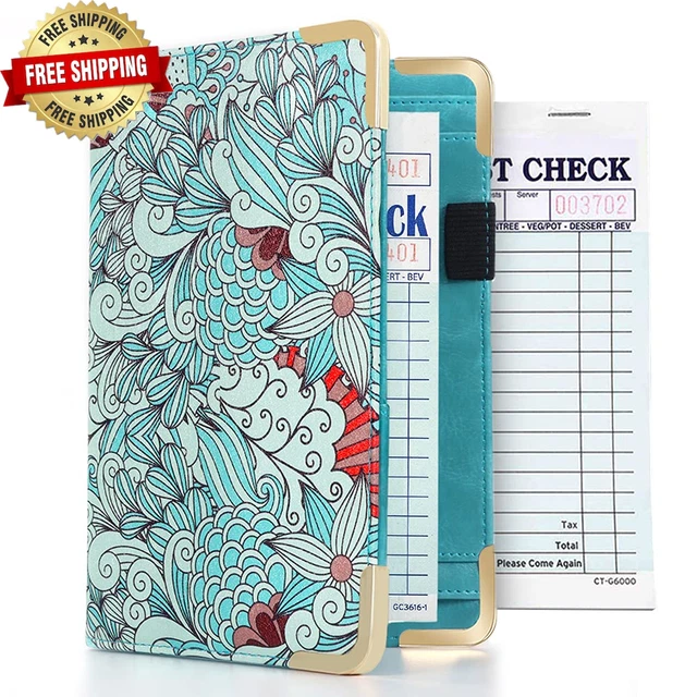 Server Book - Waitress Book Organizer with Zipper Pouch for Restaurant Waitstaff