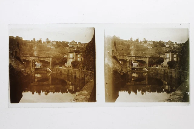 Bretagne Village France Photo Stereo 10n27 Plaque verre Vintage c1930