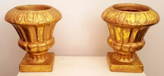 2 x Vintage Style Ceramic Gilt VASES - Excellent Used Condition