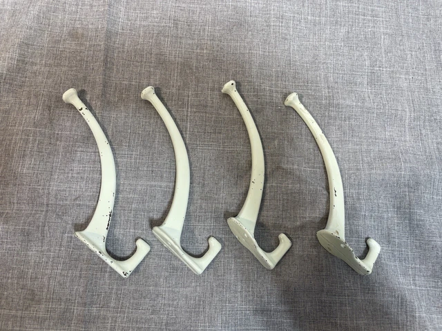 4 Antique Vintage Cast Iron Double Hook Coat Hooks  Rustic Iron Farmhouse Rustic