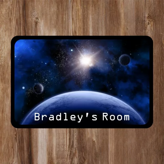 Space Scene Kids Bedroom Door Sign Personalised With Any Name
