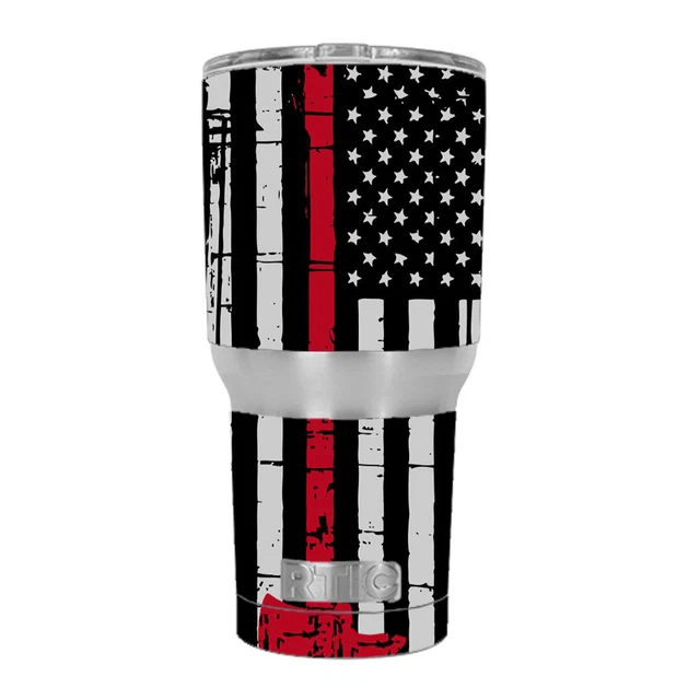 Skin Decal for RTIC 30 oz Tumbler / Thin Red Line Subdued Flag U.S. Fire Axe Am