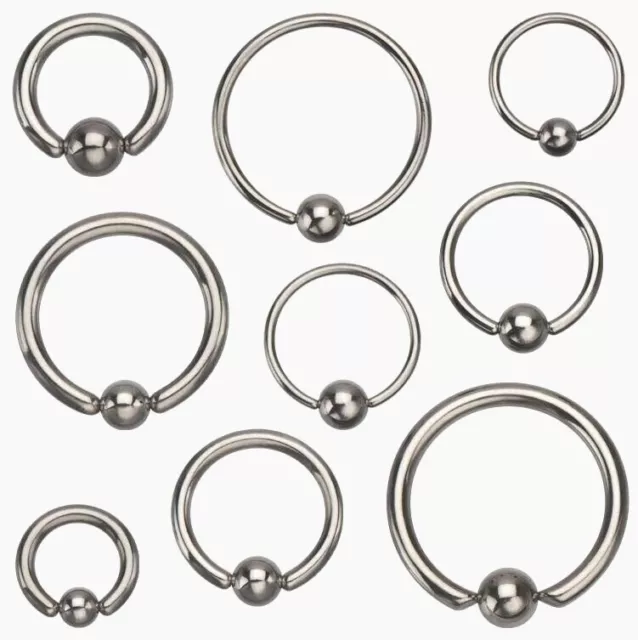 10g 12g CBR Captive Bead Ring Bar Genital Prince Albert Nipple Heavy Big Gauge