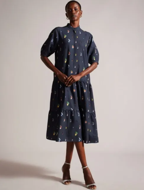 New With Tags Ted Baker Imogien Oversized Shirt Dress Size 1 Uk 8 Rrp £195