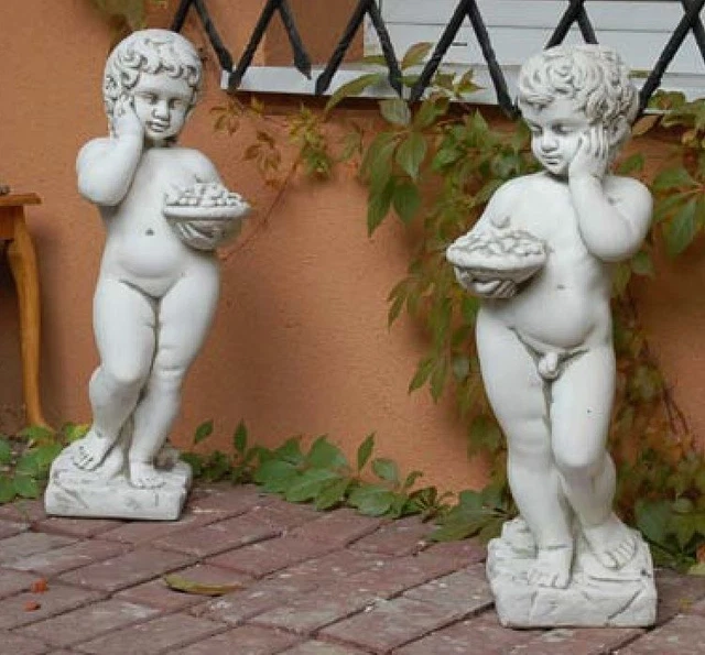Gartenfigur Junge & Mädchen Aus Steinguss – 68 Cm Hoch, Frostsicher, Grau