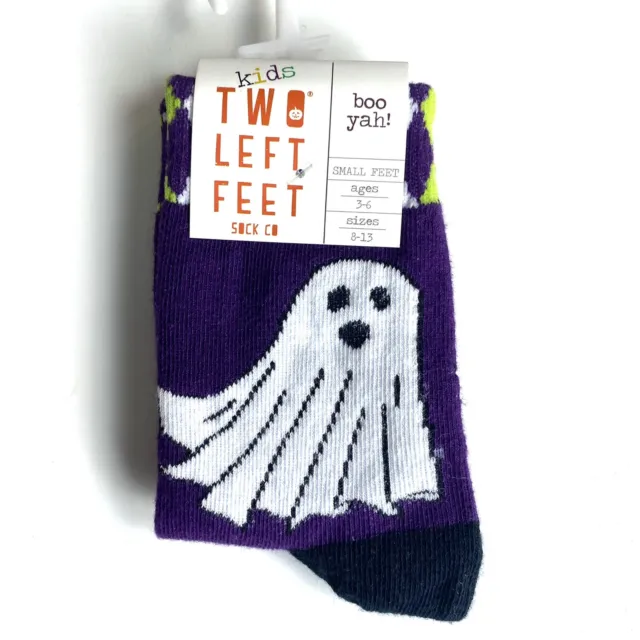 Two Left Feet Little Kids Halloween Socks Ages 3-6 Sizes 8-13 Boo Yah Ghost