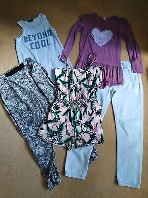 Girls Clothes Bundle - 8-9 Years - Jeans, Trousers, Romper, 2 x shirts