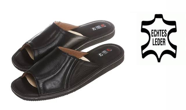 Chaussons Pantoufles En Cuir Sauvage Pour Homme - Pointure Ajustable 40 à 46 - Fait Main Bleu