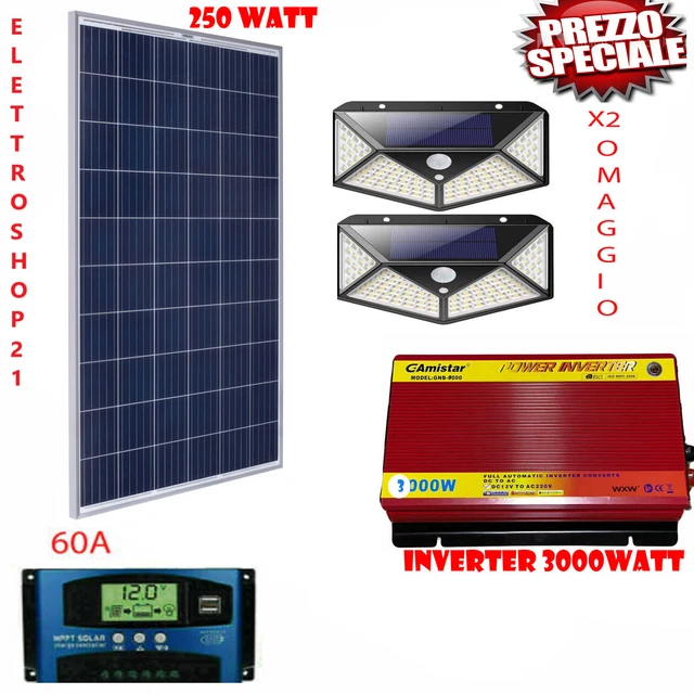 Kit Fotovoltaico 3KW Pwm Inverter 4000W Pannello Solare 300W Regolatore - Foto 3