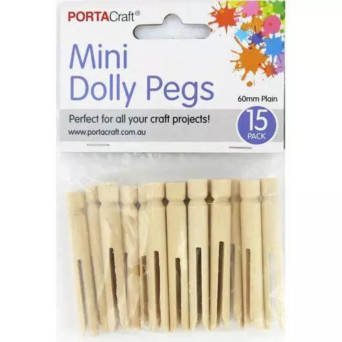 Dolly Pegs 60mm Mini 15 Pack Natural (Product # 128091)
