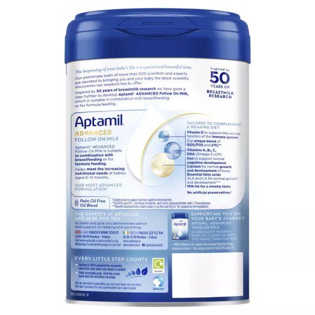 Aptamil Advanced 2 Follow On Baby Milk Formula Powder 6-12 Months 800g 2