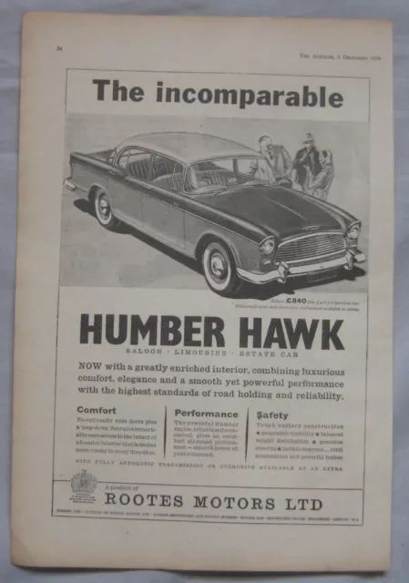 1958 Humber Hawk Original advert No.1