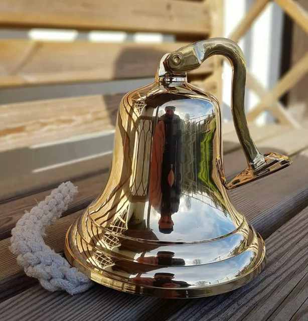 BRASS WALL BELL VINTAGE SHIP's SCHOOL PUB LAST ORDERS DINNER DOOR 6''