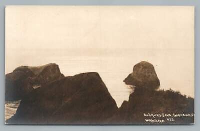 Bird Rocks ~ Ecola CANNON BEACH Oregon RPPC Antique Woodfield Photo 1920s