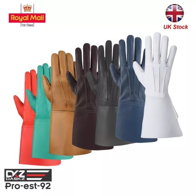 Leather Long Cuff Bearers Gauntlets Piper Drummer Band Gloves Multiple colors