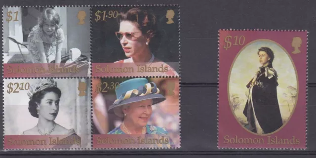 Solomon Islands 2002 Queen Elizabeth QEII Golden Jubilee set to $10, MUH