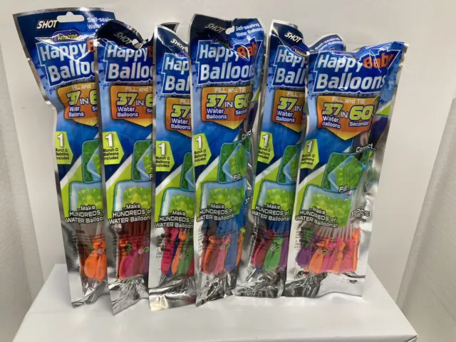 (x6)Happy Baby Balloons, 37 H2O Balloons, Fill & Tie 37 H2O Balloons in 60 secs