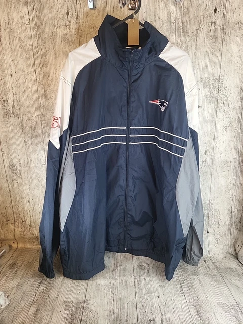 Giacca antipioggia vintage NFL New England Patriots tuta a conchiglia piena zip grande