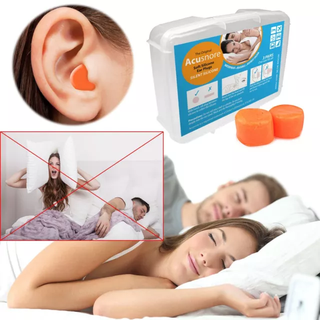 3 Paires Bouchons d'Oreille Ultra Doux En Silicone Confortables Et Moulables