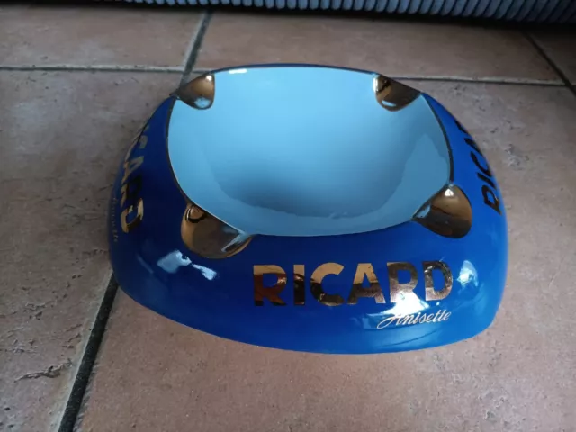RICARD Anisette grand cendrier ceramique Ricard bleue or 20.5 x 20.5 CM