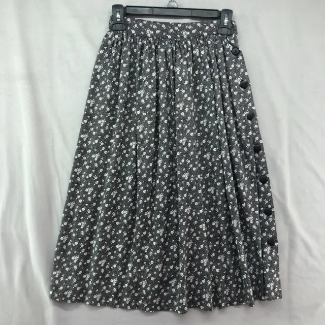 Vintage Greenwich Square Black White Floral Skirt Size 5-6 Women