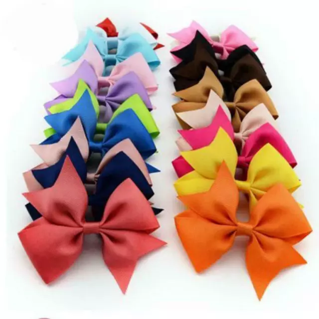 20Piece Boutique Grosgrain Ribbon Pinwheel Hair Bows Alligator Clips Kids Gift