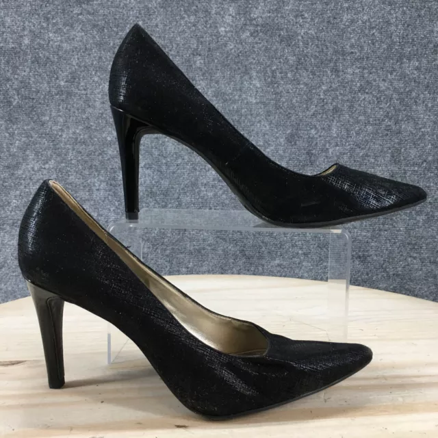 Bandolino Heels Womens 7.5 M Fairbury Casual Slip On Pointed Pumps Black Fabric