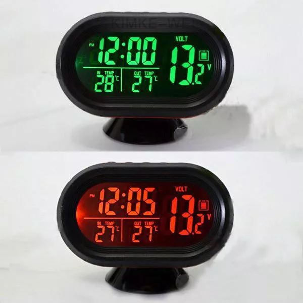 Digital Car Clock & Date Indoor Outdoor Thermometer & Voltage Monitor