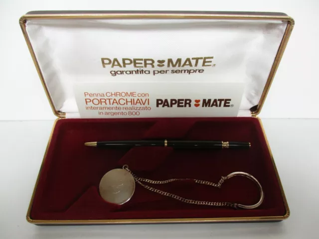 Parure Penna Papermate + Portachiavi Argento 800 Anni '80