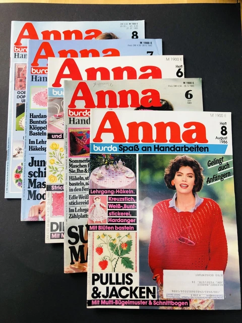 5x Sommer Anna Burda Zeitschrift Nähen Häkeln Stricken Basteln Handarbeiten