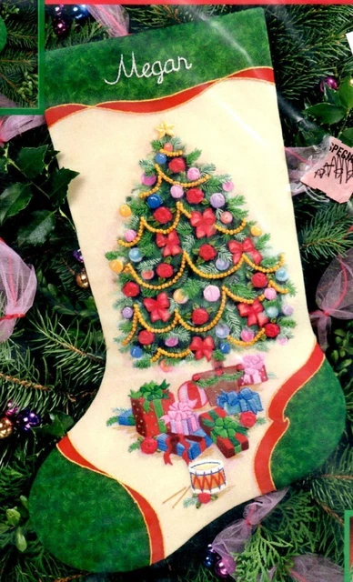 CHRISTMAS TREE WITH Ribbons - Stocking ~ Dimensions Embroidery KIT ...