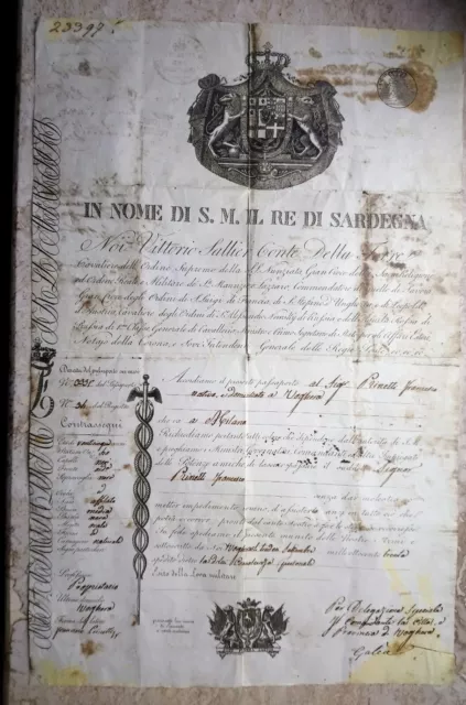 🔵 Passaporto Re Di Sardegna 1831 Da Vigevano A Milano 😂