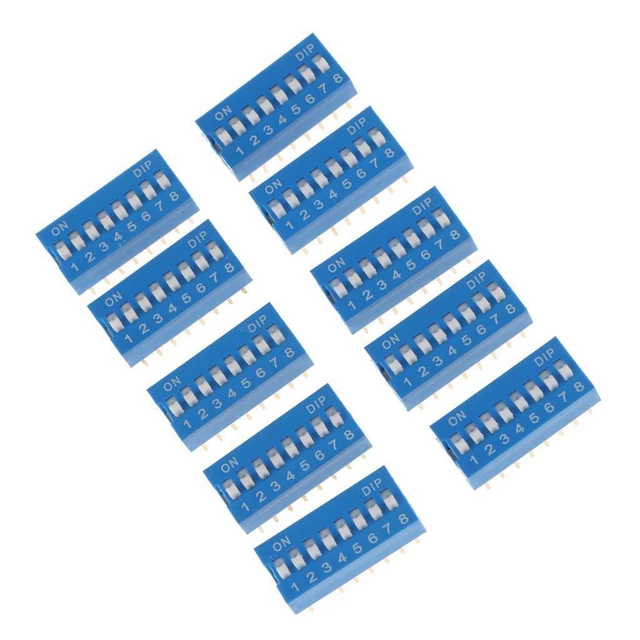 10 pezzi passo 2.54mm 8 posizioni 16 pin blu dip interruttore a levetta 8p bit