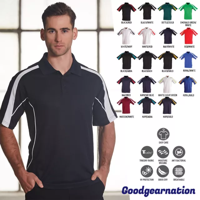 Mens Polo Shirts Short Sleeve Contrast Cotton Poly Work Sport Casual Legend