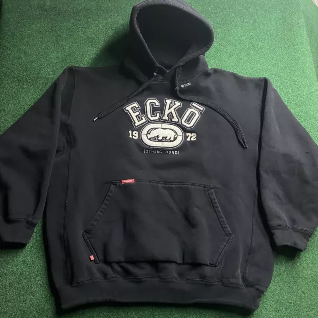 Vintage Ecko Unlimited Hoodie Mens XL Black Marc Streetwear Rhino Sweatshirt
