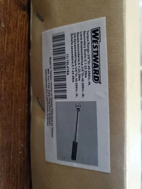 Westward 10L419A 40/200 in-lb 3/8 Micrometer Torque Wrench - Sealed