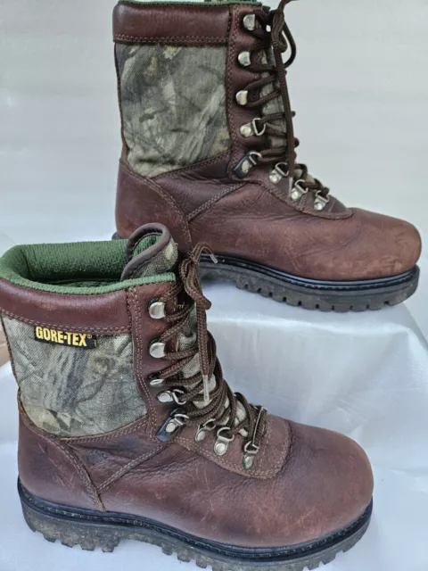 WOLVERINE BROWN CAMO Gore-Tex Waterproof Boots Oil Resistant Size 8 Men ...