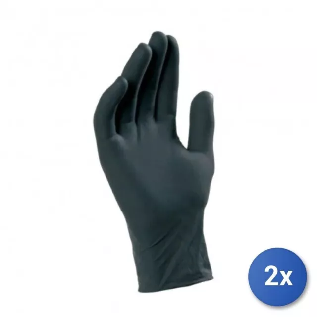 2x Gants 100 Pièces Latex Noirs Roial Taille M Sans Poudre