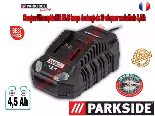 PARKSIDE® Batterie 20V 4Ah avec chargeur 20V 4,5Ah X20V TEAM 4019641047516