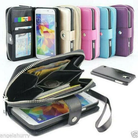 For iPhone 6S 6 6Plus Case Premium Zip Purse Leather Wallet Cover