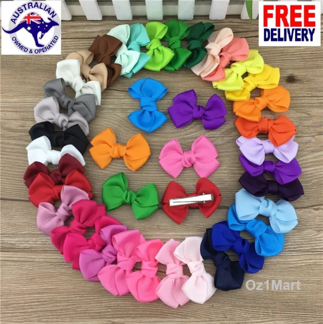 24 Colors 2.5” Hair Clip Alligator Baby Toddler Girl Kids Grosgrain Ribbon Bow